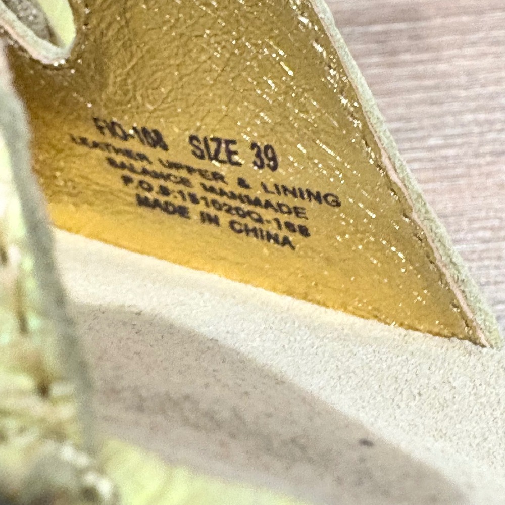 Alegria Fiona Iridescent Snake Slide Sandals Women Yellow Size 39 Leather - Picture 6 of 6